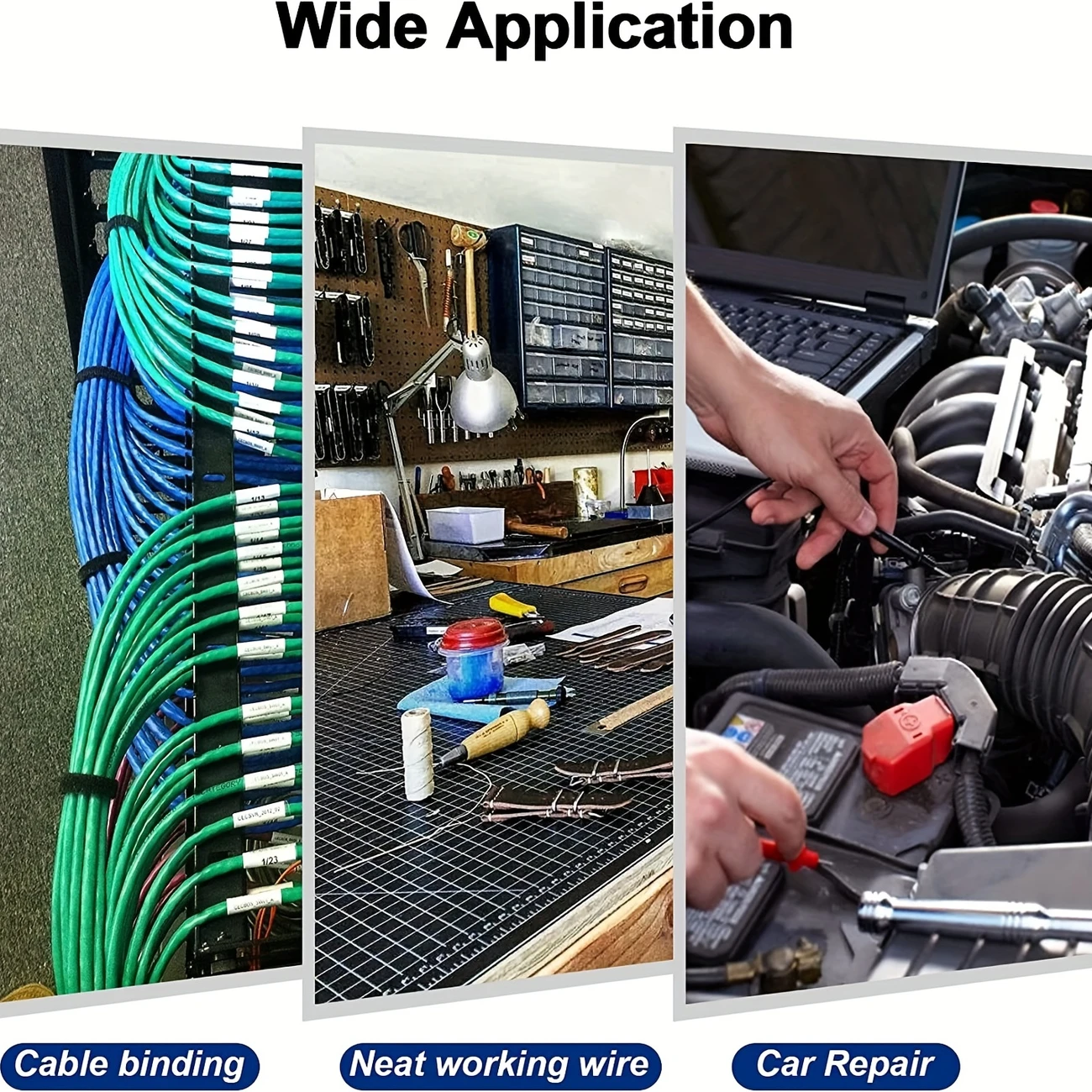 100pcs Durable Black Nylon Car Mount Wire Ties - Image 3