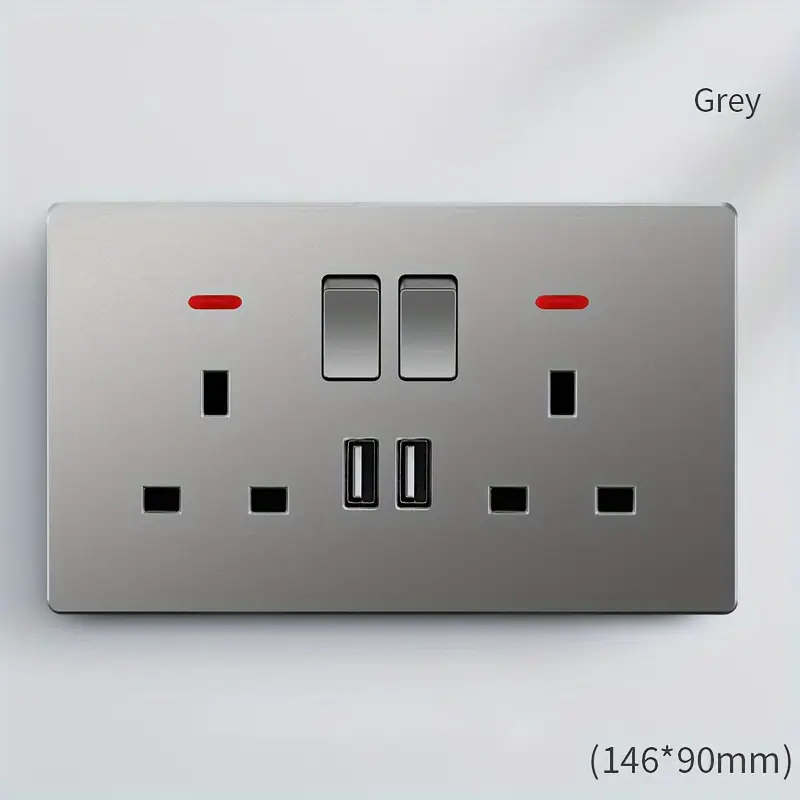 1pc UK Standard 2 Open 13A Switch Socket with Dual USB Ports - Image 2
