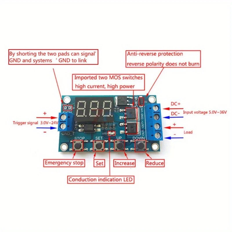 1pc DC 12V 24V Dual MOS LED Digital Timer - Image 3