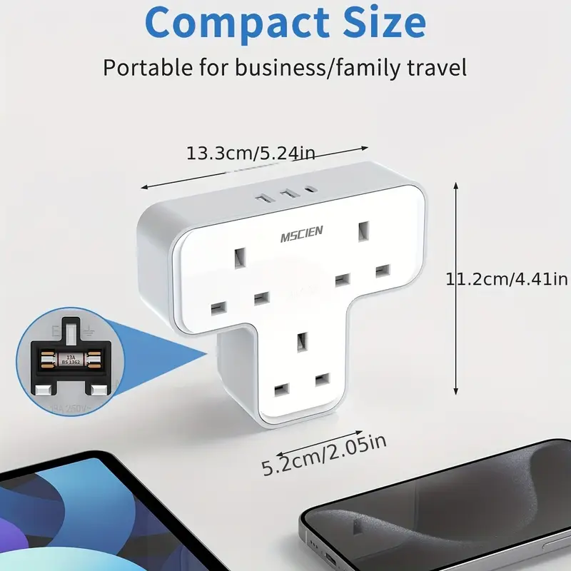 Plug Adapter 3 Way with 3 USB(1 Type C) - Image 4