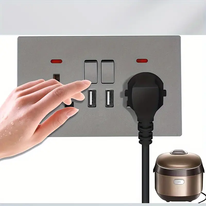 1pc UK Standard 2 Open 13A Switch Socket with Dual USB Ports - Image 4