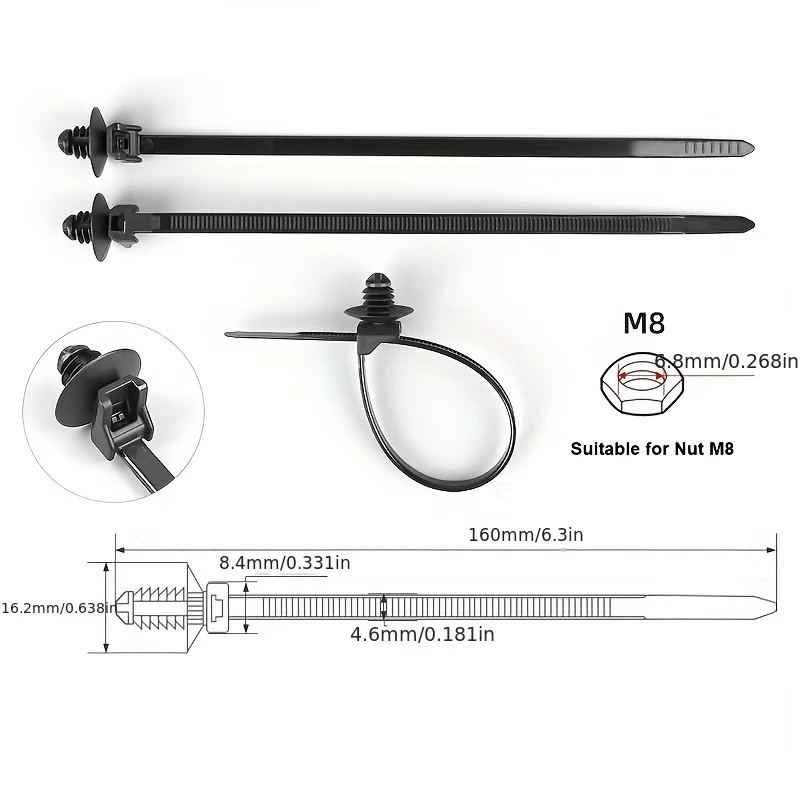 100pcs Durable Black Nylon Car Mount Wire Ties - Image 5